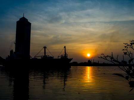 riverside sunset viewの写真素材