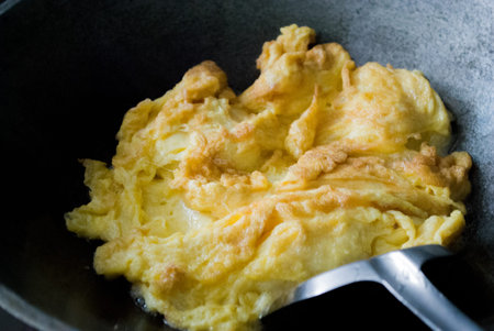 omelet in panの写真素材