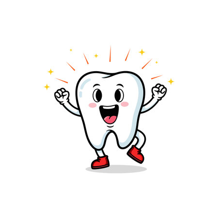 Cute tooth character cartoon vector illustration. Dental care concept.のイラスト素材