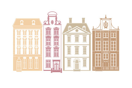 Row of four town houses in 19th century stylesのイラスト素材