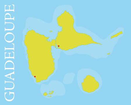Vector map of the archipelago and french department of Guadeloupe, Caribbean Sea  Easily editable with global color swatches and object layers のイラスト素材