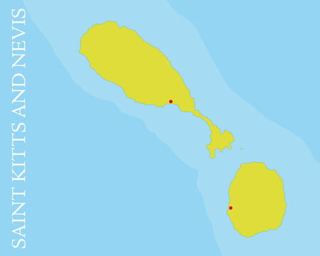 Vector map of Saint Kitts and Nevis islands, Caribbean Sea  Easily editable with global color swatches and object layers のイラスト素材