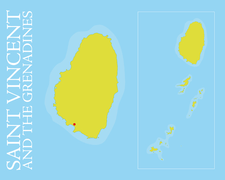Vector map of Saint Vincent and the Grenadines archipelago in the Caribbean Sea  Easily editable with global color swatches and object layers のイラスト素材