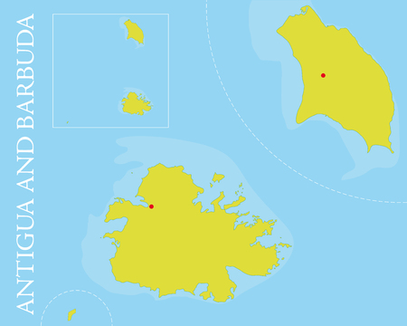 Vector map of Antigua and Barbuda archipelago in the Caribbean Sea  Easily editable with global color swatches and object layers のイラスト素材