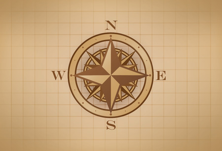 Compass Rose on grid, vintage styleのイラスト素材