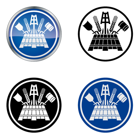 Beer Brewer  Traditional Craftsmen s Guild Vector Symbol, four variationsのイラスト素材