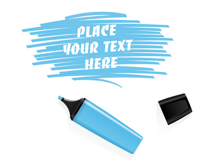 Realistic blue felt tip marker vector with scribbled space for textのイラスト素材