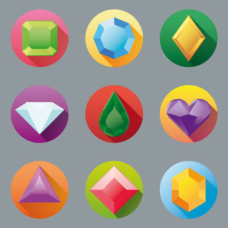 Flat Design Gem Icon Collectionのイラスト素材