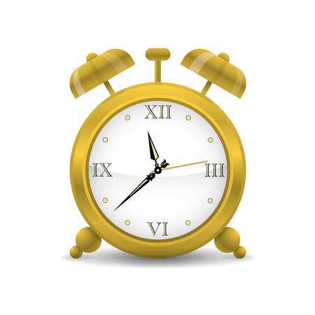 Golden Alarm Clock Vector Illustrationのイラスト素材