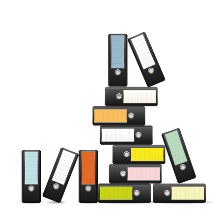 Ring binders with colored labels piled up のイラスト素材