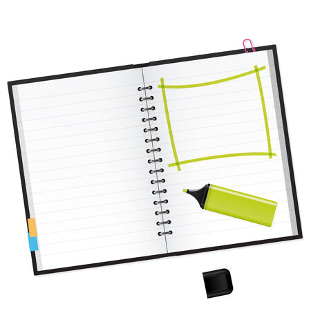 Scrapbook with green text marker Vector Illustrationのイラスト素材
