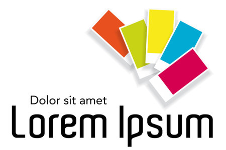 Five color shade cards with shadows vector illustration のイラスト素材