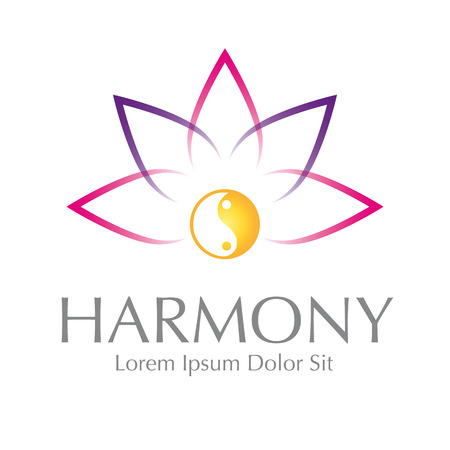 Abstract Lotus Yin Yang Harmony Symbol Vector Design Elementのイラスト素材