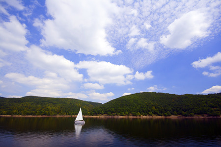 sailing on Rur lakeの写真素材
