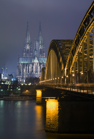 Cologne cathedral and Hohenzollern bridgeの写真素材