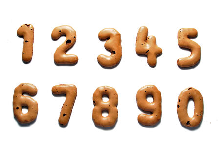 brown cookies, numbers zero to nineの写真素材