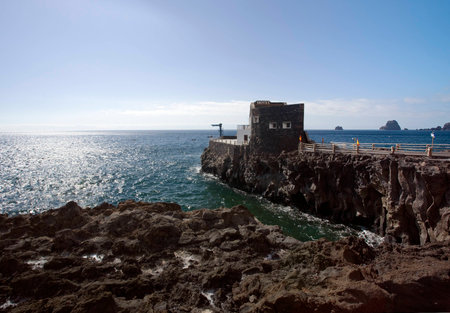 with four rooms the smallest hotel in the world from 1994 to 1999,  Punta Grande  at western coast of El Hierro, Canary Islandsのeditorial素材