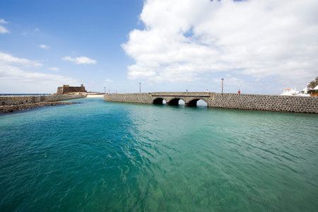the bridges and fortress near the harbor of Arrecife, lanzarote