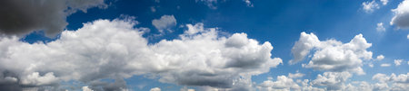 panoramic cloudscape from bad to good weatherの写真素材