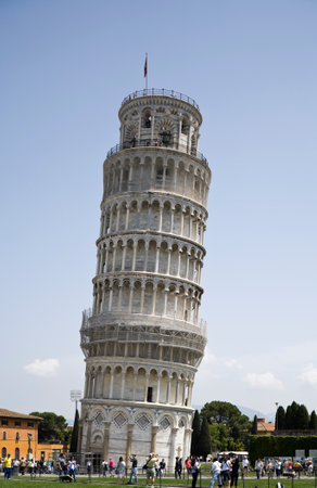 the leaning tower at the square of miracles, Pisa, Italyのeditorial素材
