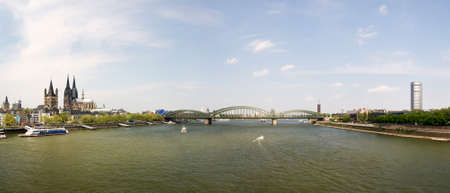 panoramic view of cologne and the river Rhineの写真素材