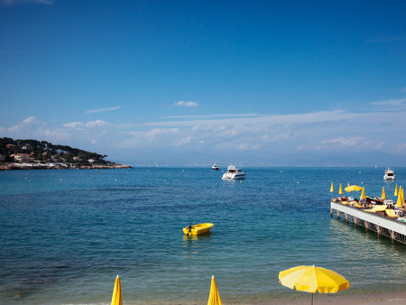 bay at Cap d'Antibes with yellow sunshades 