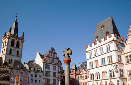houses at the Hauptmarkt of Trier, Germanyのeditorial素材