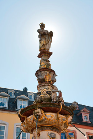 fountain of St. Peter, the Petrusbrunnen at the Hauptmarkt of Trier, Germany's oldest city