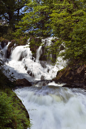 Swallow Falls waterfall near Betws-Y-Coed, Gwynedd, North Walesの写真素材
