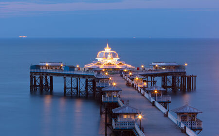Victorian pier at Llandudno, after sunsetの写真素材