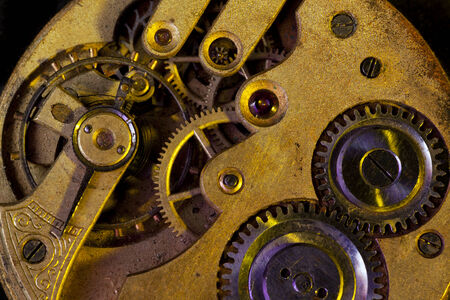 macro of old pocket watch clockworkの写真素材