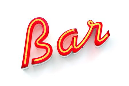 Bar neon sign on white wallの写真素材