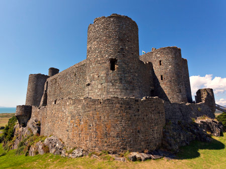 Harlech Castle, North Wales, on a sunny dayのeditorial素材