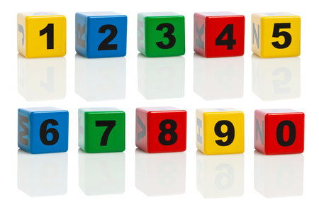 Building Blocks With Numbers From 0 to 10, isolated on white background. Ultra High Resolution...