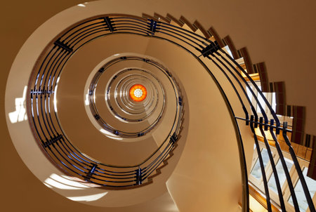 seven story spiral staircaseの写真素材