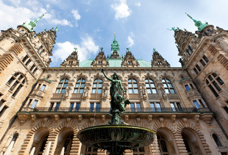 Coutryard of Hamburg Town Hall with Fountainのeditorial素材