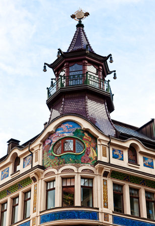 Detail of Art Nouveau building at the city of Leipzigのeditorial素材