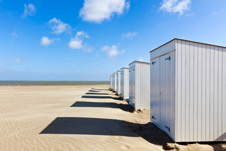beach cabins at Knokke-Heist, Belgiumの写真素材