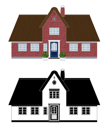 Thatched roof cottage vector illustrationのイラスト素材
