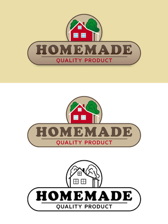 Homemade Product Label with Farmhouse Vector Illustrationのイラスト素材