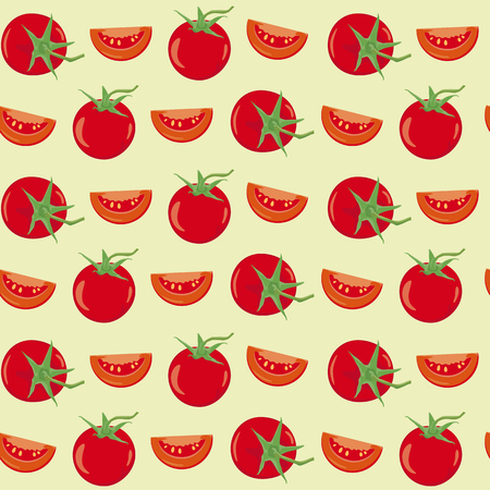 Seamless wallpaper background with tomatoes and piecesのイラスト素材