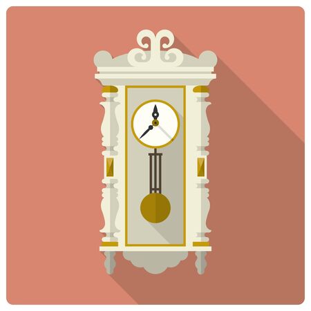 Retro styled flat design vector icon of vintage wall clockのイラスト素材