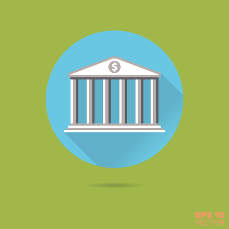 Bank or stock exchange building flat design vector iconのイラスト素材