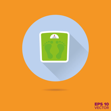 bathroom scales with foot prints flat design vector iconのイラスト素材