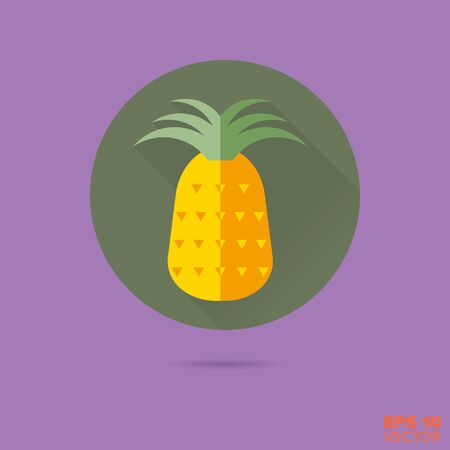 pineapple fruit flat design vector iconのイラスト素材