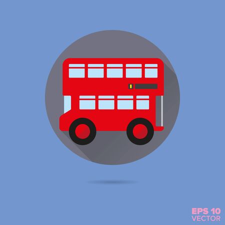 red double-decker bus flat design vector iconのイラスト素材