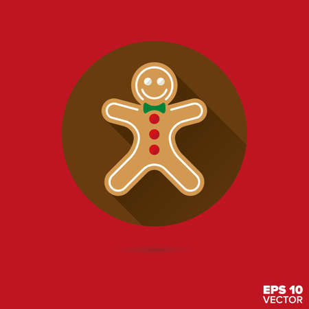 gingerbread man flat design vector iconのイラスト素材