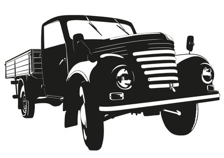 Silhouette Illustration of vintage pickup truckのイラスト素材