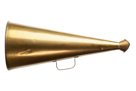 Vintage brass bullhorn isolated with clipping path