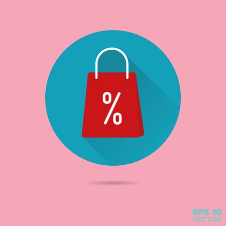 shopping bag with percent symbol signage flat design vector iconのイラスト素材